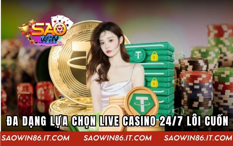 Đa dạng lựa chọn live casino 24/7 lôi cuốn tại cổng game Saowin